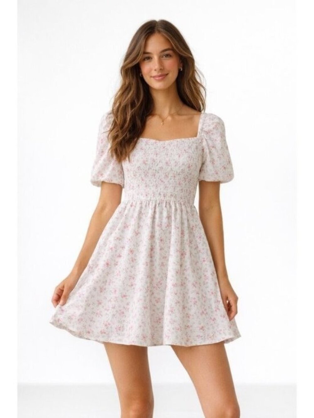 🛍 Tullabee Stacey Puff Sleeve Mini Dress Pink Floral Size M
